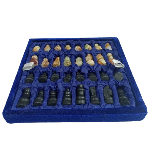Handcrafted Onyx Marble Chess Board (Black & Marble) Size:8x8inch - Image 7