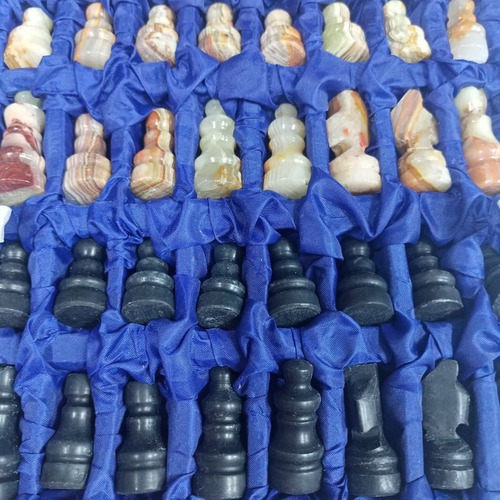 Handcrafted Onyx Marble Chess Board (Black & Marble) Size:8x8inch - Image 9