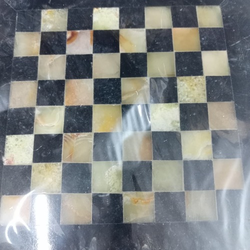 Handcrafted Onyx Marble Chess Board (Black & Marble) Size:8x8inch - Image 11
