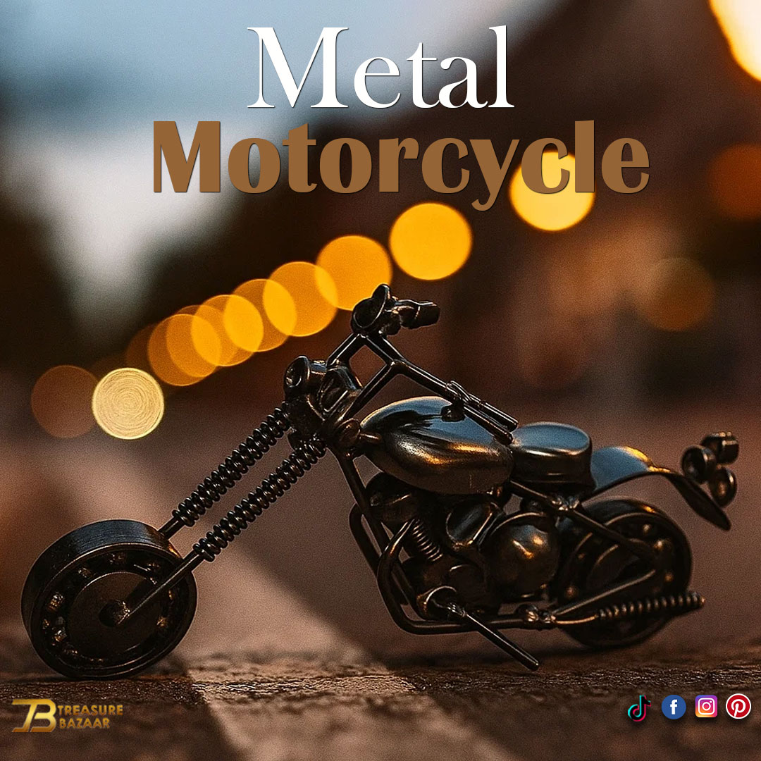 Handcrafted Vintage Metal Motorcycle size