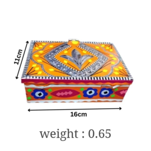 Pakistani Handcrafted Decorative Box Chamakpatti Style (16 x 11) , Chamakpatti Box for Jewelry and Small Accessories , Colorful Traditional Storage Box Chamakpatti Design