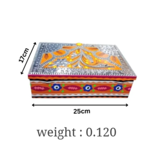 Handcrafted Chamakpatti Box for Decorative Storage (25 x 17) , Chamakpatti Craft Box  Colorful Traditional Design ,  Decorative Handcrafted Box for Gifts and Special Occasions
