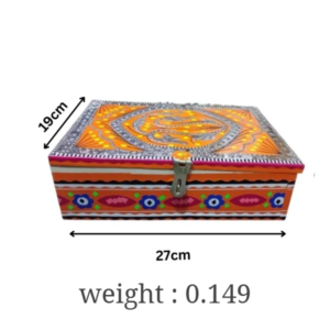 Chamakpatti Box for Dressing Table Organization (27 x 19) , Handmade Chamakpatti Box for Trinkets and Keepsakes , Colorful Chamakpatti Decorative Box