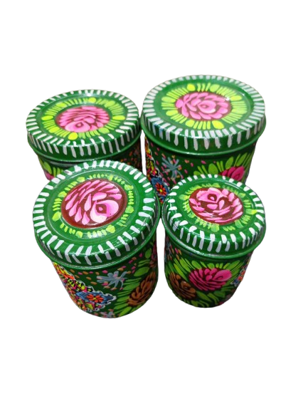 Truck Art Masala Box Set Vibrant Handmade Spice Storage