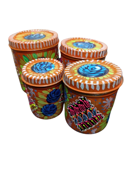 Truck Art Masala Box Set Vibrant Handmade Spice Storage