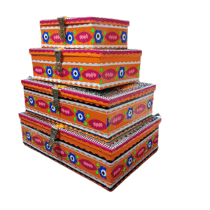Chamakpatti Box Set (4-Pcs)  Handcrafted Traditional Storage with Vibrant Designs