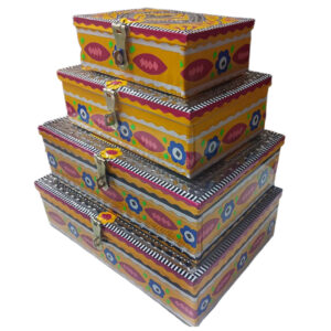 Chamakpatti Box Set (4-Pcs)  Handcrafted Traditional Storage with Vibrant Designs