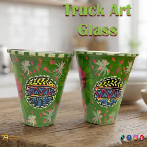 Truck Art Glass/Hand painted Glass (2 Piece Set)