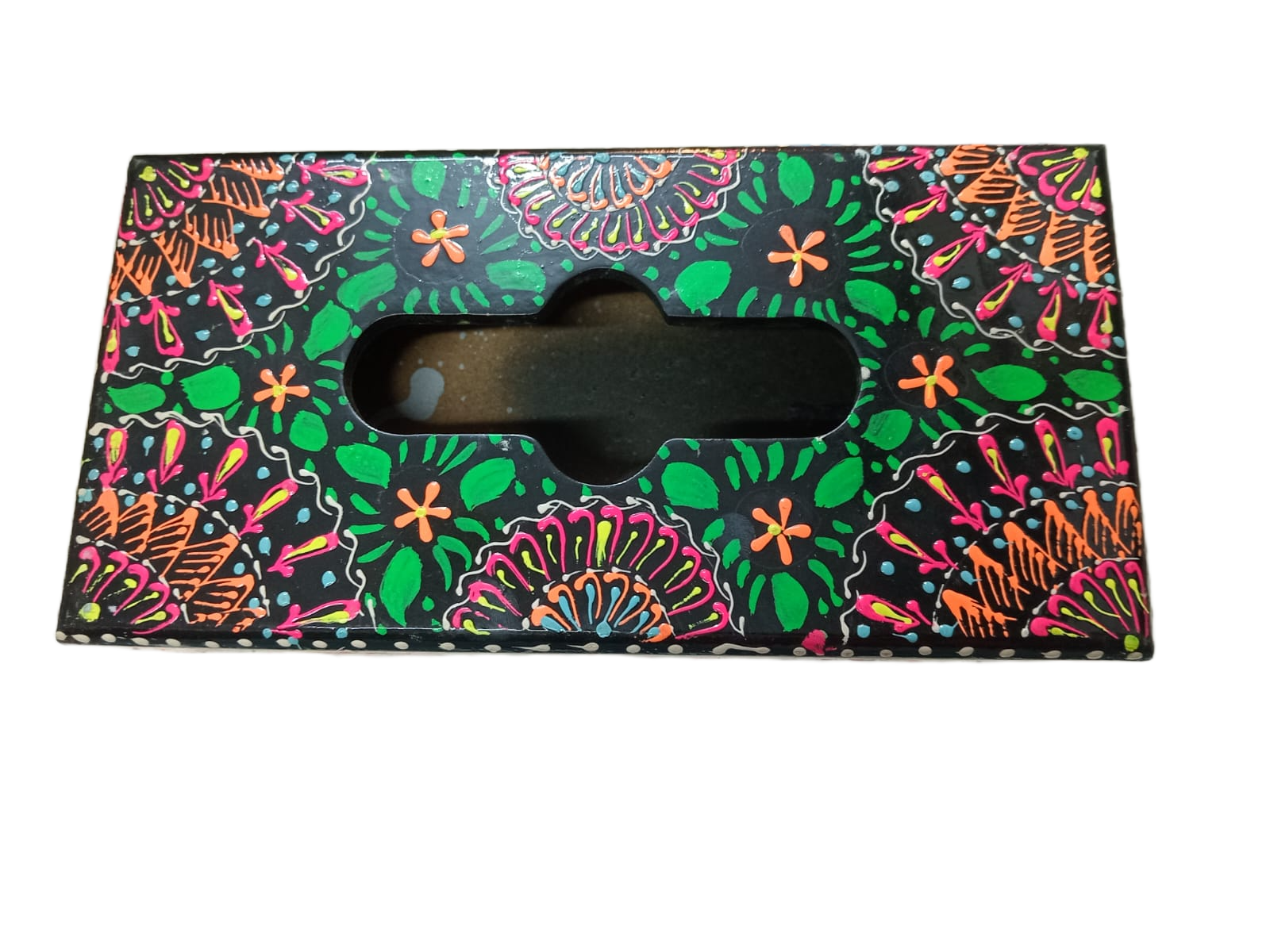 Handcrafted Floral Wooden Tissue Box - Image 2