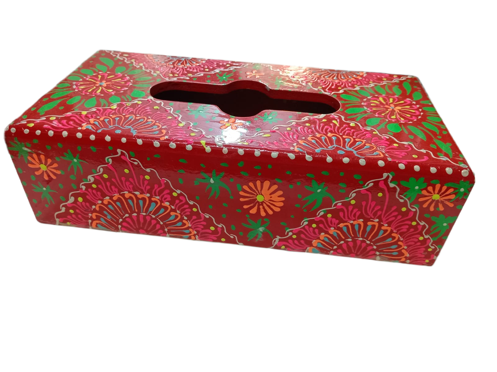 Handcrafted Floral Wooden Tissue Box - Image 7