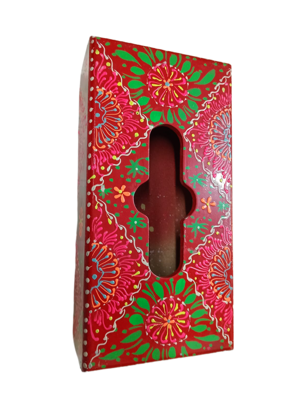 Handcrafted Floral Wooden Tissue Box - Image 2