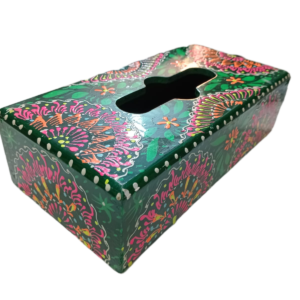 Handcrafted Floral Wooden Tissue Box