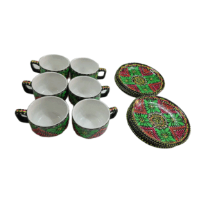 Hand-Painted 12-Piece Floral Tea Set (6 Cups & 6 Saucers)