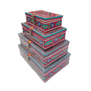 Chamakpatti Box Set (4-Pcs)  Handcrafted Traditional Storage with Vibrant Designs