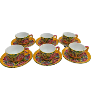 Hand-Painted 12-Piece Floral Tea Set (6 Cups & 6 Saucers)
