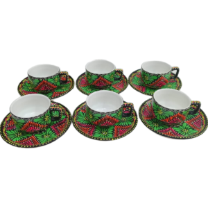 Hand-Painted 12-Piece Floral Tea Set (6 Cups & 6 Saucers)