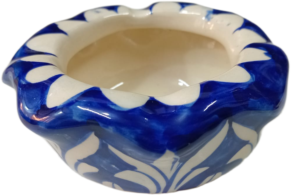 Blue Pottery Handcrafted Ashtray (10.5x4) - Image 3