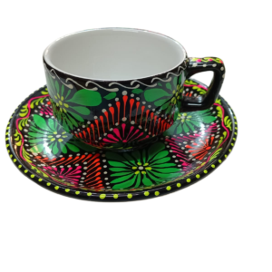 Hand-Painted 12-Piece Floral Tea Set (6 Cups & 6 Saucers)