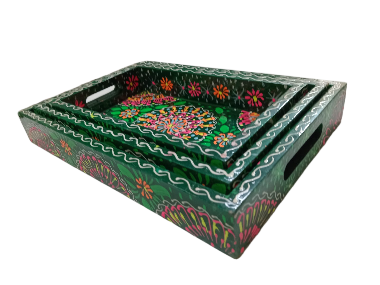 Hand-Painted Truck Art Wooden Tray Set - Image 5