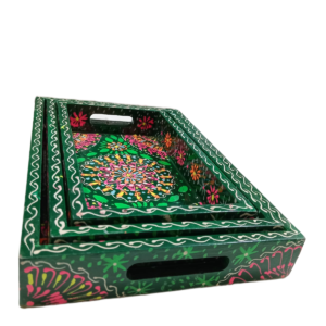 Hand-Painted Truck Art Wooden Tray Set