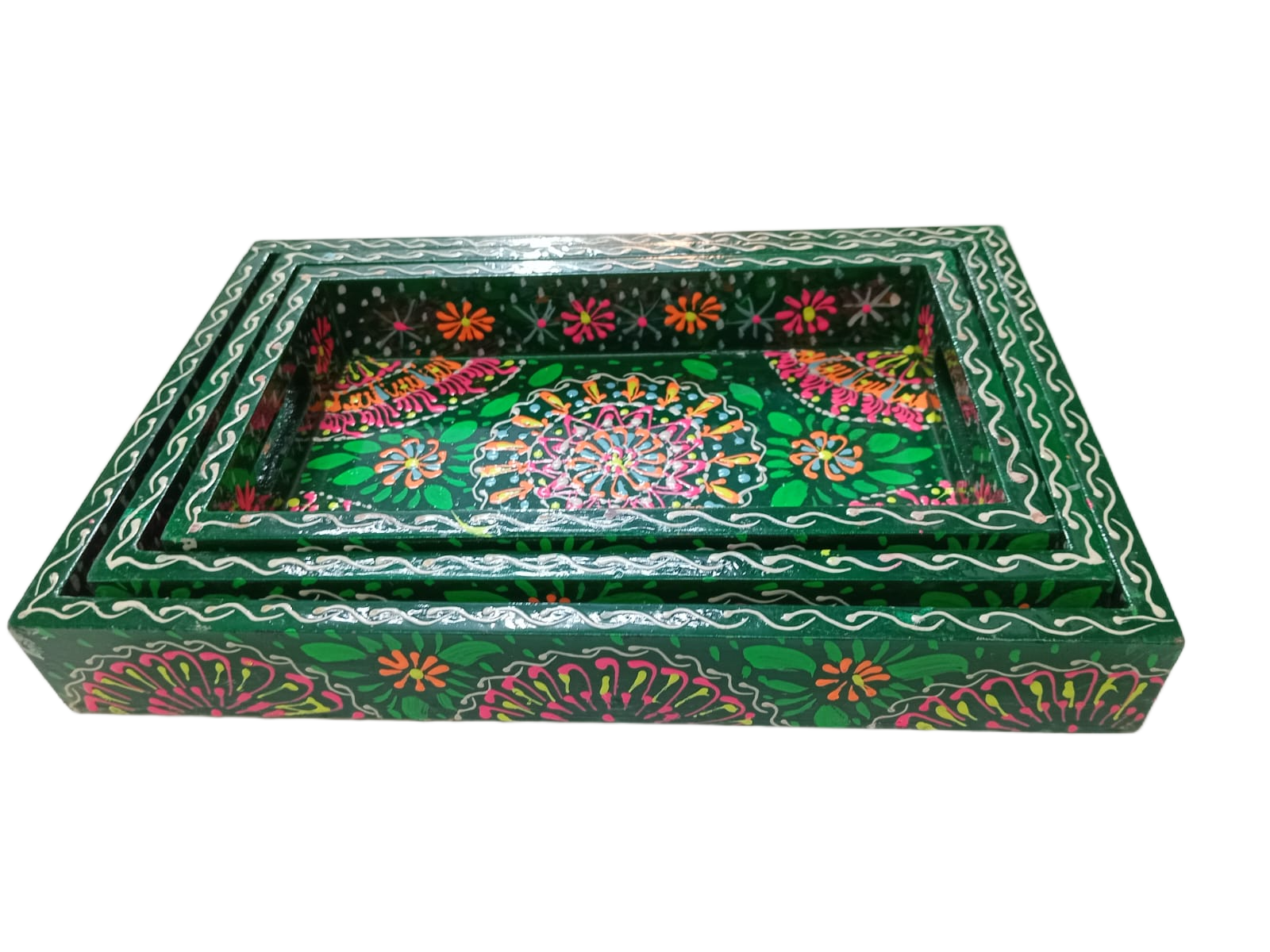 Hand-Painted Truck Art Wooden Tray Set - Image 3