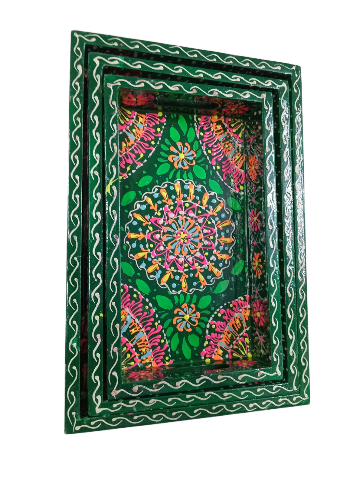 Hand-Painted Truck Art Wooden Tray Set - Image 2