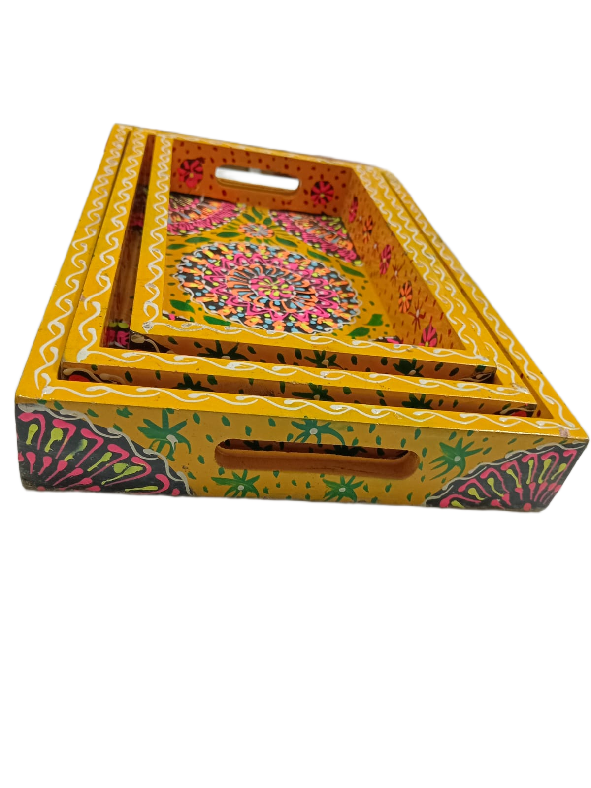 Hand-Painted Truck Art Wooden Tray Set - Image 4