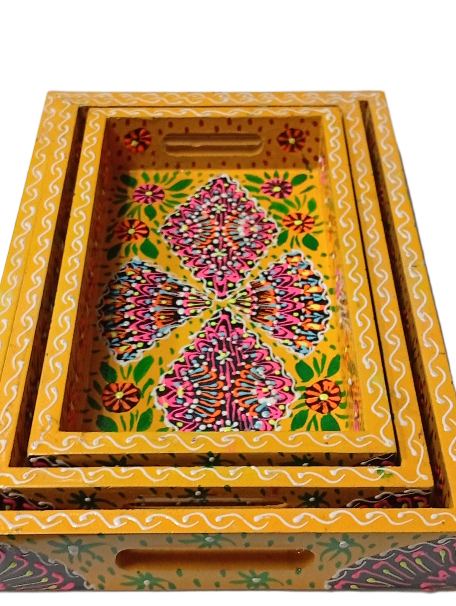 Hand-Painted Truck Art Wooden Tray Set - Image 4