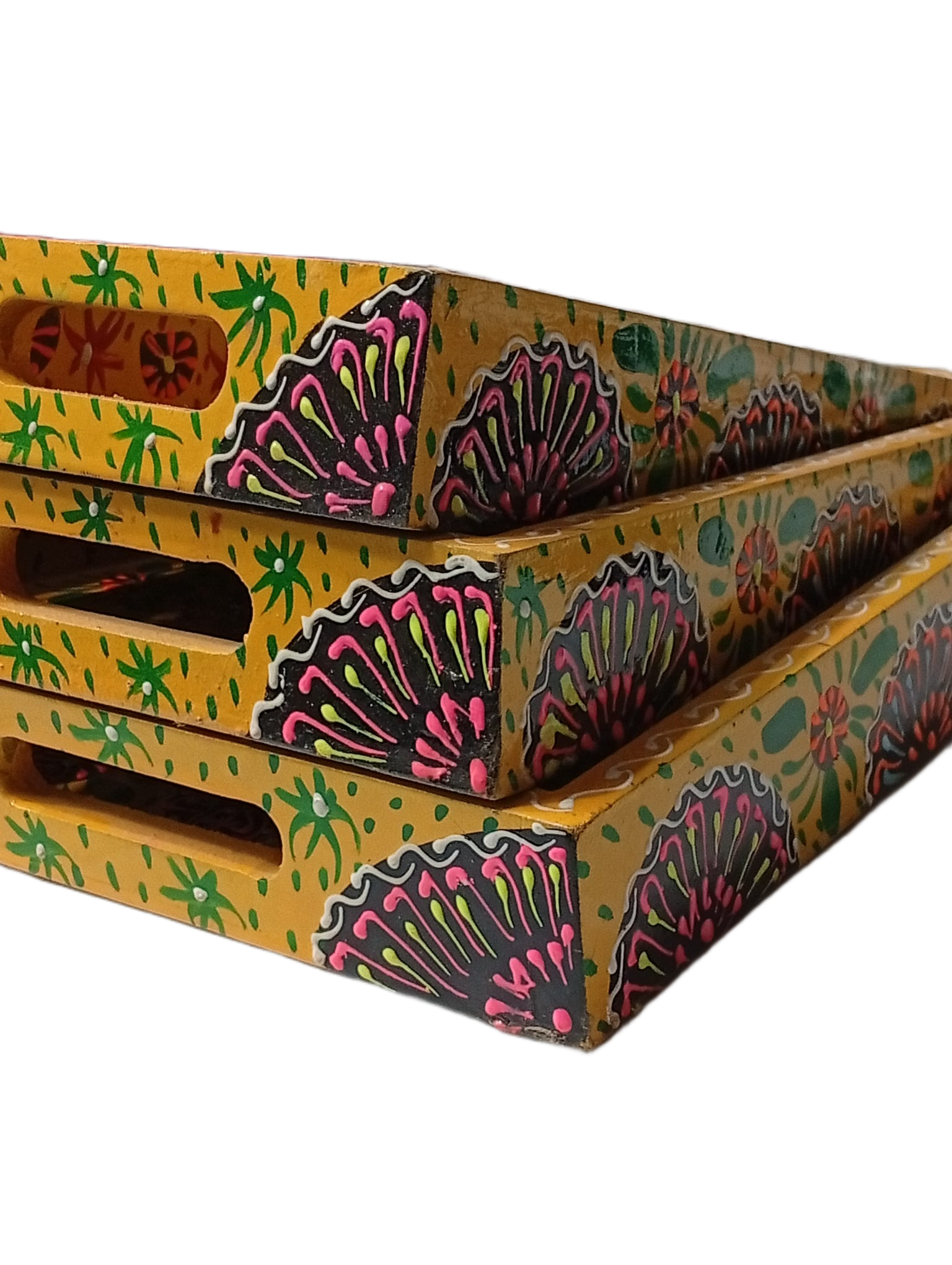 Hand-Painted Truck Art Wooden Tray Set - Image 5