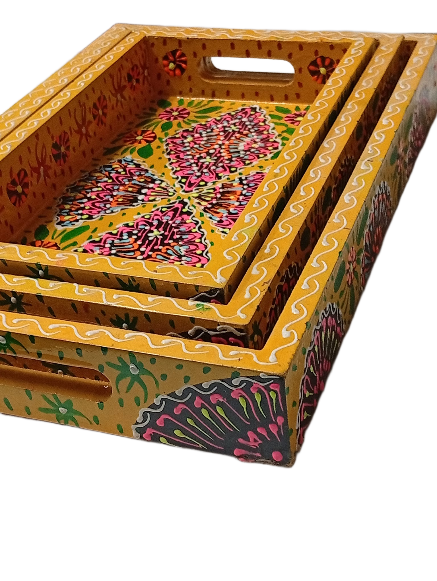 Hand-Painted Truck Art Wooden Tray Set - Image 3