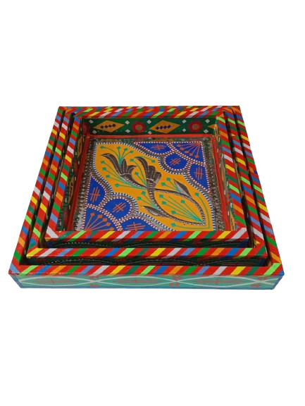 3-Piece Chamakpatti Decorative Tray Set - Image 5