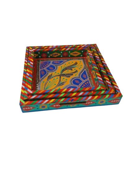 3-Piece Chamakpatti Decorative Tray Set - Image 4