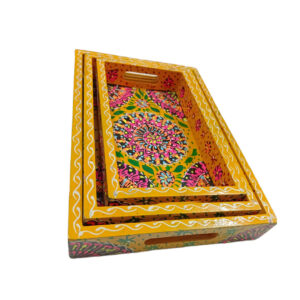 Hand-Painted Truck Art Wooden Tray Set