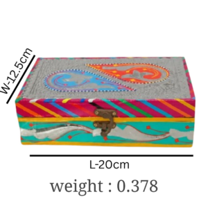 Decorative Chamakpatti Box (20 x 12.5) , Chamakpatti Storage Box traditional Decorative Box , Chamakpatti Wooden Style Decorative Box for Home Décor