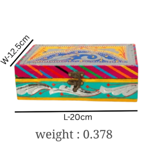 Decorative Storage Box 20 x 12.5 cm , Pakistani Handcrafted Decorative Storage Box , Elegant Chamakpatti Decorative Box for Office
