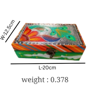 Pakistani Handcrafted Decorative Storage Box (20 x 12.5) , Small Decorative Storage Box , Chamakpatti Wooden Style Decorative Box for Home Décor