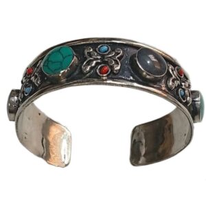 Elegant Afghani Stone Cuff Bracelet Traditional Tribal Jewelry