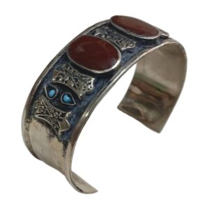 Elegant Afghani Stone Cuff Bracelet Traditional Tribal Jewelry