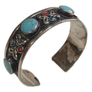 Elegant Afghani Stone Cuff Bracelet Traditional Tribal Jewelry