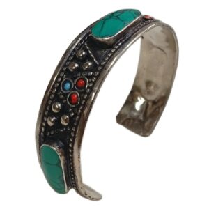 Elegant Afghani Stone Cuff Bracelet Traditional Tribal Jewelry