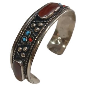 Elegant Afghani Stone Cuff Bracelet Traditional Tribal Jewelry