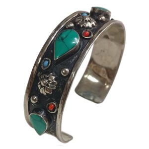 Elegant Afghani Stone Cuff Bracelet Traditional Tribal Jewelry