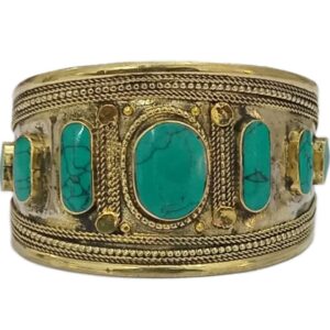 Afghani Antique Style Stone Cuff Bracelet