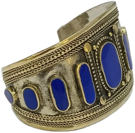 Afghani Antique Style Stone Cuff Bracelet - Image 2