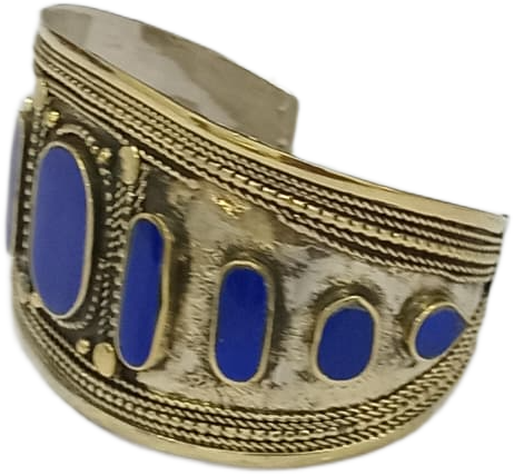 Afghani Antique Style Stone Cuff Bracelet - Image 3