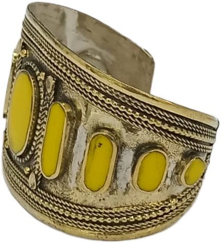 Afghani Antique Style Stone Cuff Bracelet - Image 4