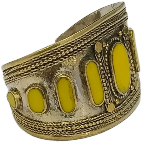 Afghani Antique Style Stone Cuff Bracelet - Image 2