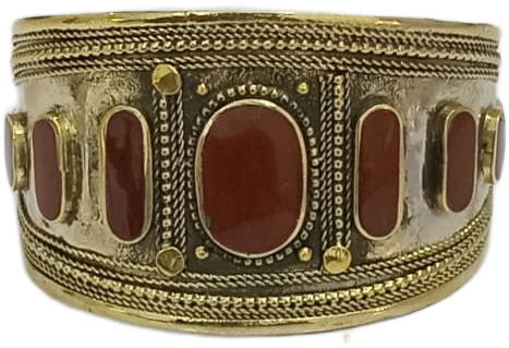 Afghani Antique Style Stone Cuff Bracelet - Image 2