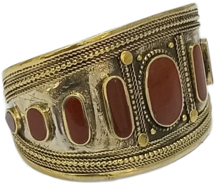 Afghani Antique Style Stone Cuff Bracelet - Image 3