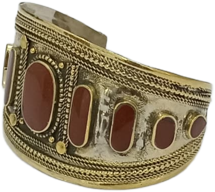 Afghani Antique Style Stone Cuff Bracelet - Image 4